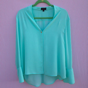The Limited V-Neck Bell Sleeve Blouse in Aqua
